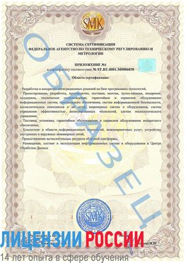 Образец сертификата соответствия (приложение) Железногорск Сертификат ISO 27001